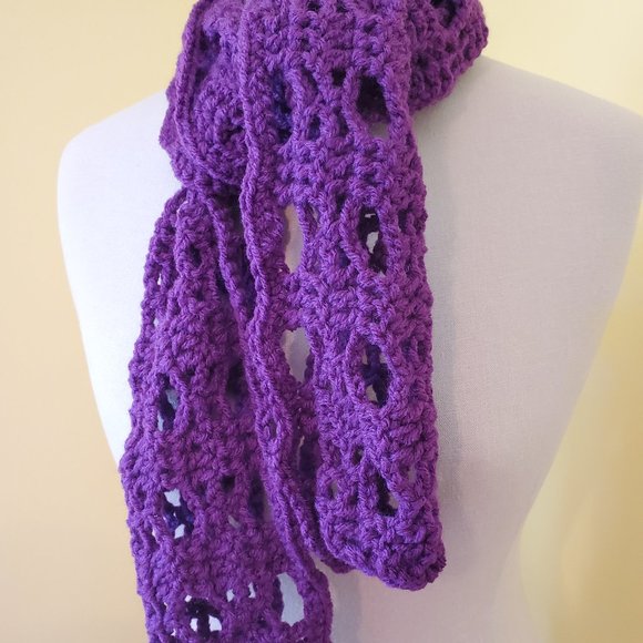 Crochet Purple Neck Scarf/New - Picture 3 of 4